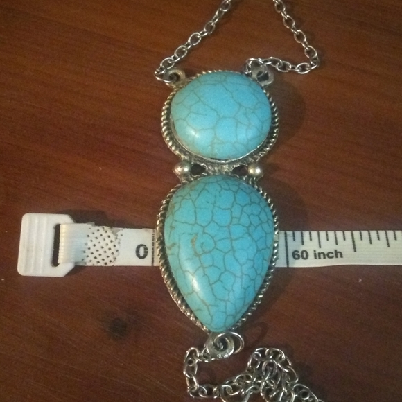 Silver & Turquoise Boho Chain Slave Bracelet - Picture 6 of 10